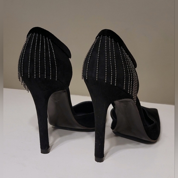 Stuart Weitzman Black Heels with Silver Accents Size 7.5 M - Picture 3 of 10